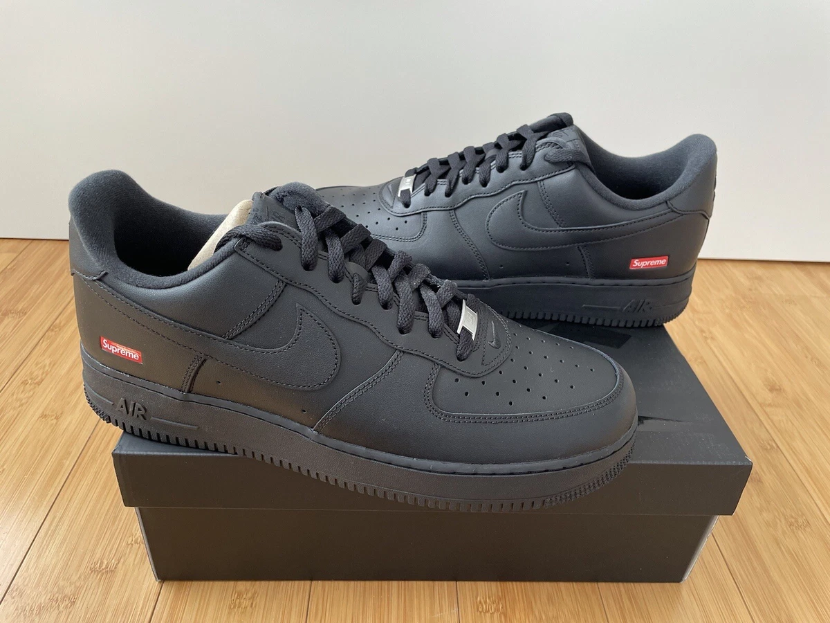 Size 9 - Nike Air Force 1 Low x Supreme Box Logo - Black - Pre Owned