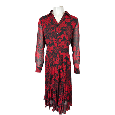 red pleated dress long sleeve MANGO TAFFETA DRESS IN RED | CULT MIA