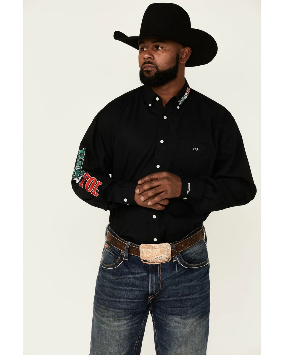 Resistol Men s Black Mexico Logo Embroidered Long Sleeve Button