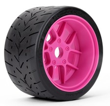 Powerhobby 18 Gripper 54100 Belted Mounted Tires 17mm Hot Pink Wheels V2 2