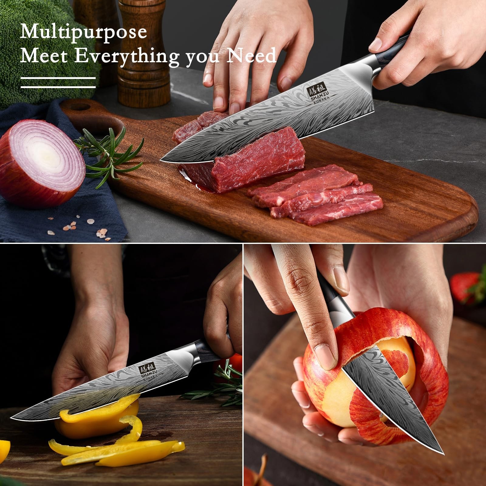 SHAN ZU Chef Knife Fillet Knife High Carbon Steel Ultra Sharp Japanese Knife Set