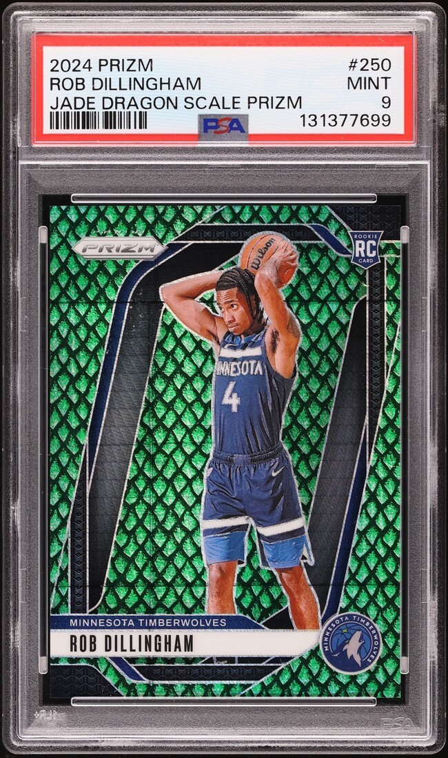 2024-25 Panini- Rob Dillingham #250 Jade Dragon Scale Prizm /48 (RC) PSA 9