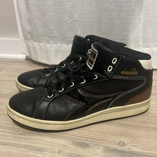 2008 Talla 10 Negro Diadora Abruzzo Italiano Hombre Cuero Alto Colorway Zapato