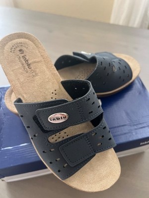 INBLU   women's Slippers Anatomic Slide dark blue top grain leather Poland