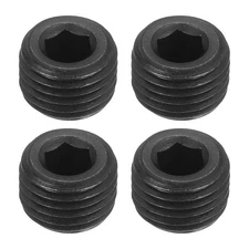 4Pcs Socket Pipe Plugs, M14-1.5x10mm Carbon Steel Hex Thread Pipe Caps, Black