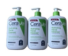 3x New CERAVE Hydrating Facial Cleanser Normal to Dry Skin 16 fl oz Each