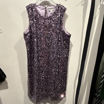 Crewcuts Girls Sleeveless Sequin Sheath Party Dress Purple Round Neck Size 8