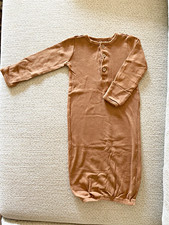 Carter's 3M Brown Solid Cotton Knit Long Sleeve Button Sleep Sack Gown One-Piece