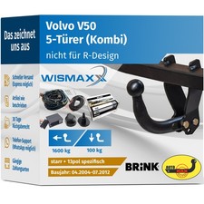 ANHÄNGERKUPPLUNG starr für Volvo V50 04-12 +13pol E-Satz BRINK