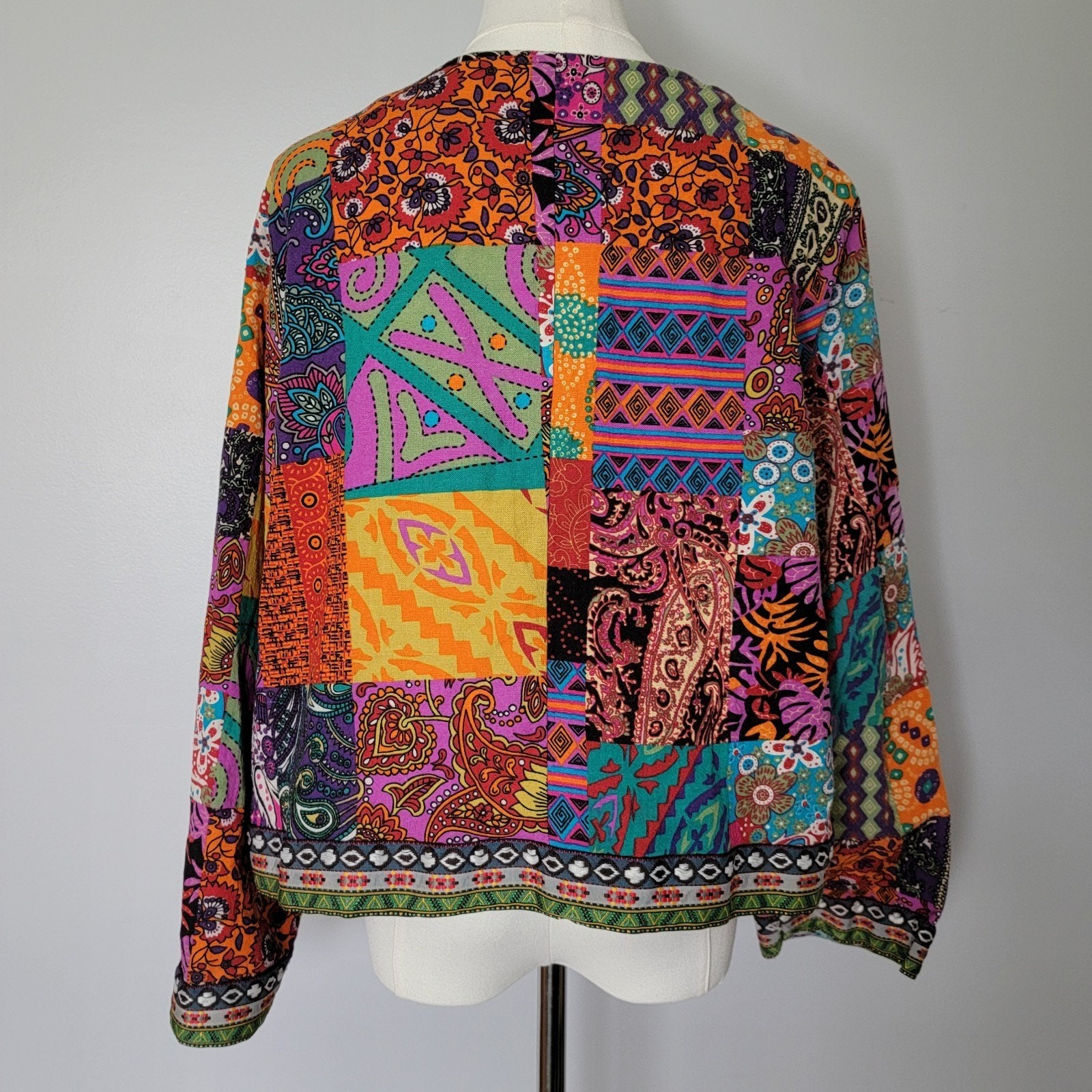 Emery Rose Patchwork Jacket Blazer 100% Cotton Sz… - image 3