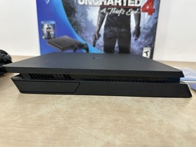 Sony PlayStation 4 Slim 500GB Black Console w/ Uncharted 4 Box - Tested & Works