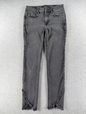 Vigoss Women's Jeans Size 27 Black Marley Skinny Straight Raw Hem Low Rise 25"