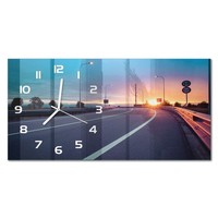 Dekorative Design-Wanduhr Aus GehäRtetem Glas Autobahn WeißE Zeiger 60X30 Cm