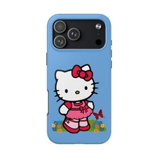Funda de teléfono con personajes de Hello Kitty | Funda resistente para teléfono, azul floral