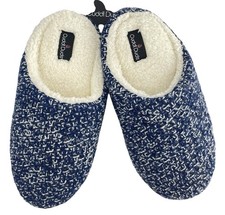 NEW Cuddl Duds Slippers Womens 7/8 Blue White Speckle Knit Non Slip Sherpa Lined
