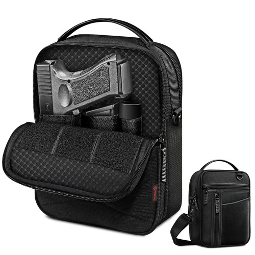 Pistol Carry Case Gun Shoulder Bag, Tactical Handgun Holster Duffle Padded Pouch