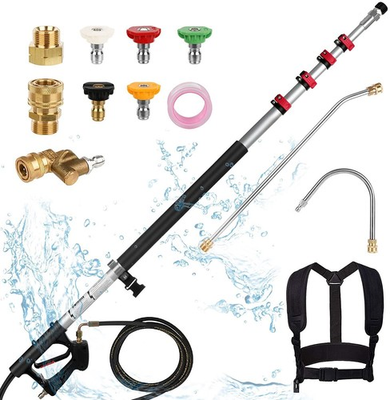 #ad 24FT Telescoping Pressure Washer Extension 4000PSI with 5 Spray Nozzle Portable $109.99
