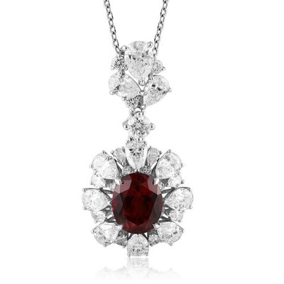 PT950 Platin Lab Grown Diamant und Rubin Anhänger AST0073