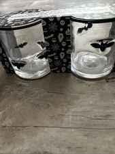 NEW Anthropologie Dupe HALLOWEEN BAT Icon Juice Glass Whiskey mystic SET OF 2