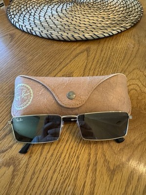 Ray-Ban RB3741 Men s Silver Metal Rectangle Sunglasses Green Glass Lenses