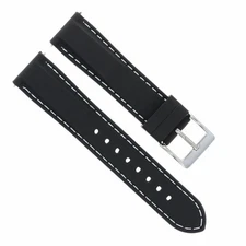 20MM RUBBER WATCH BAND STRAP FOR 43MM TISSOT T-SPORT POWERMATIC BLACK WHITE STIT