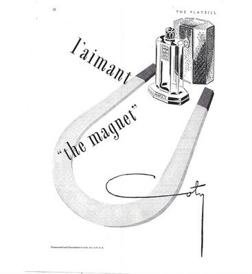 Print Ad LAimant The Magnet Coty Perfume Advertising Vintage 1940s Design