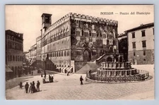 RPPC PERUGIA PIAZZA DEL MUICIPIA STREET VIEW REAL PHOTO POSTCARD EV