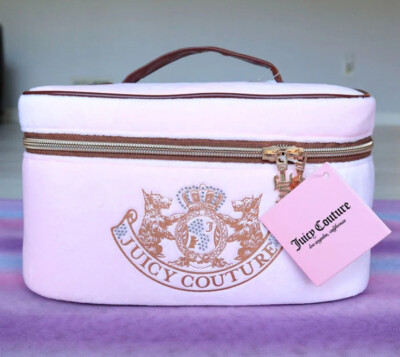 Juicy Couture Pink Cosmetic Base Makeup Bag Purse Travel Velour Plush  Velvet Dog | eBay