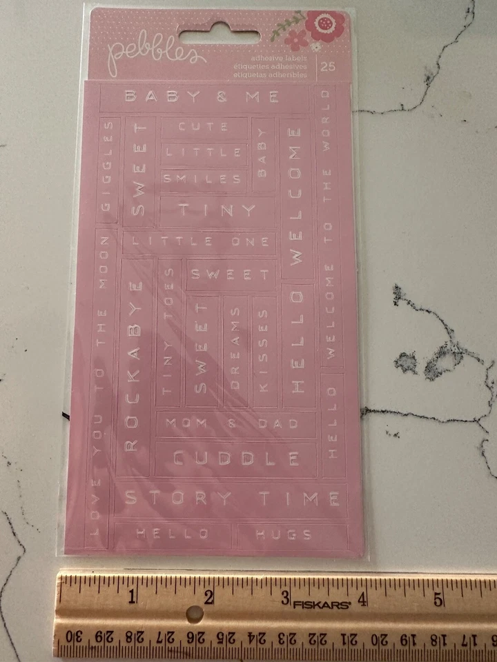 Etiquetas adhesivas Pebbles Pink Baby & Me - Sweet Dream Kisses Risas Álbum de recortes Foto 3 de 4