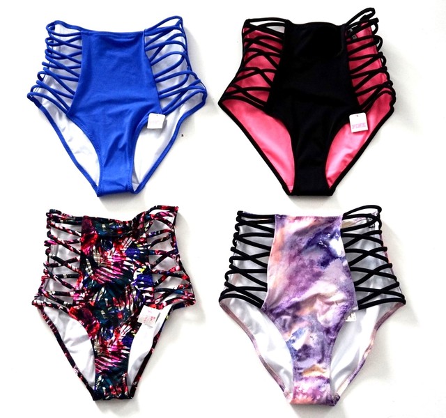 high waisted criss cross bikini bottoms