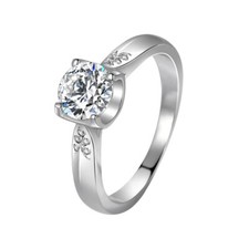 6.5mm Round AAA CZ Round Cut 925 Silver Women 3.18mm Width Gift Band Ring Sz 4-9