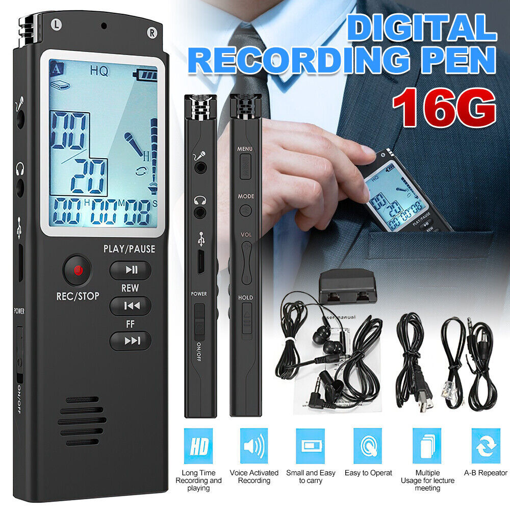 Digitales Diktiergerät, 8 GB – Sprachaktiviert, Bis 7680 Min. Aufnahme, MP3-Player – Ideal Für Meetings, Vorlesungen & Interviews
