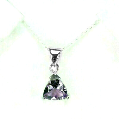 Silver Pendant Amethyst Genuine Natural Mined Gem Solid Sterling 18 Inch Chain