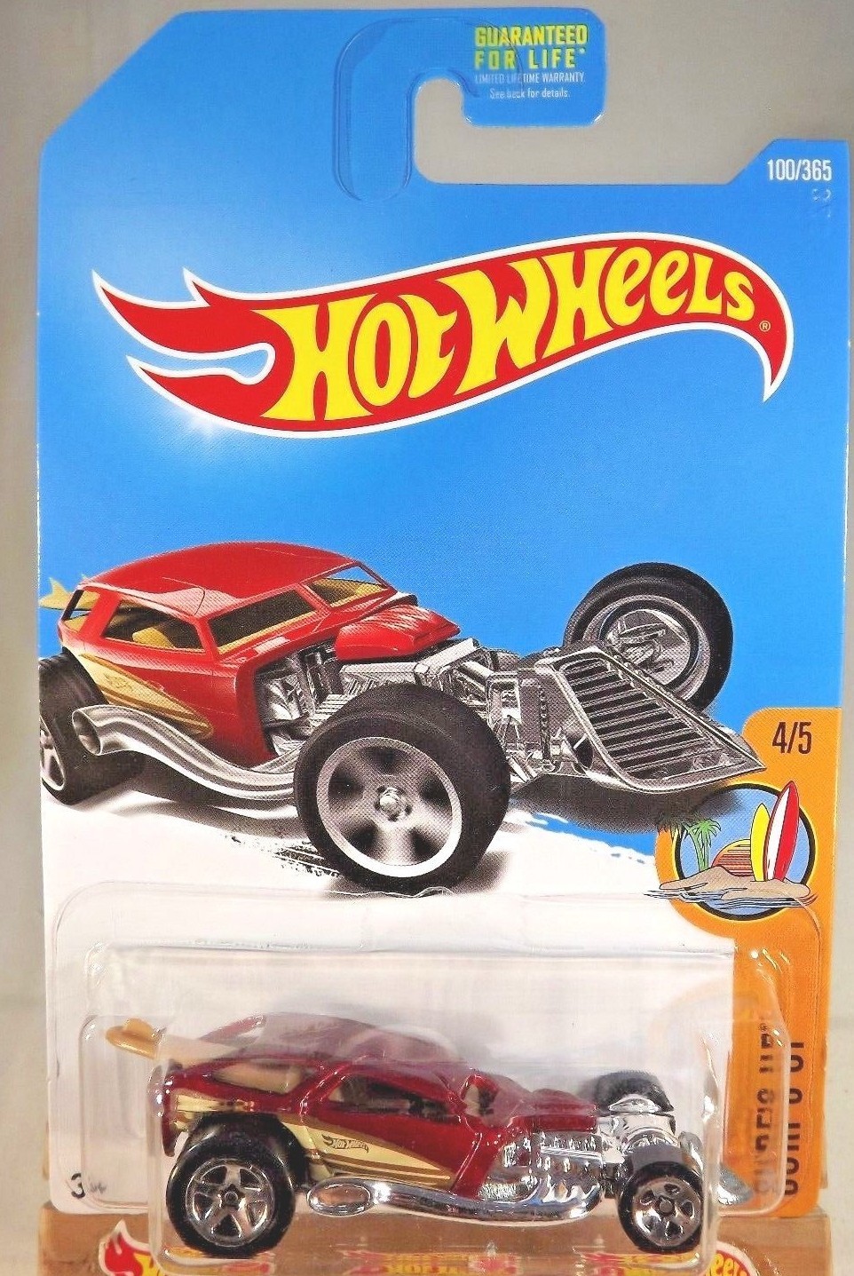 2017 Hot Wheels #100 Surf's Up 4/5 SURF CRATE Maroon w/5 Spokes Wheels
