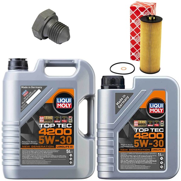 MotoröL Filter Set 4200 5W-30 Liqui Moly 6 Liter + Schraube FüR Audi A4 2.5 Tdi-image