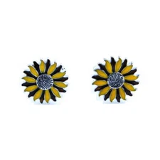 Sunflower Yellow Flower Pair Cufflinks in a Presentation Gift Box & Polishing...