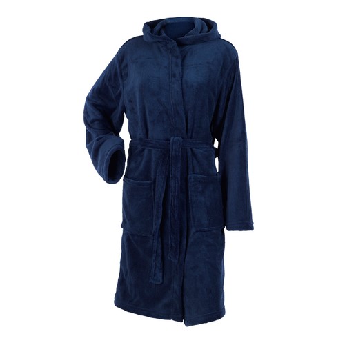 Womens Hooded Wrap Around Dressing Gown Soft Coral Fleece Plain Bathrobe Medium - Picture 4 of 13