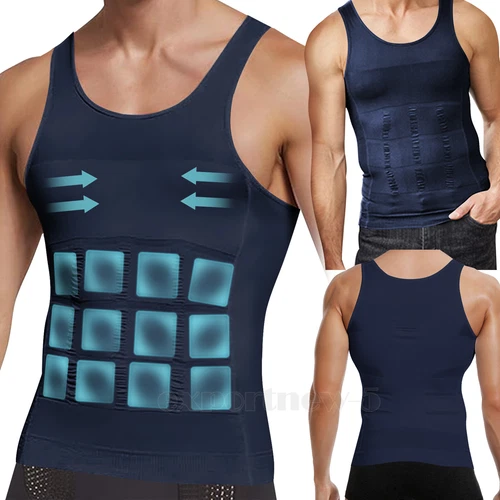 Gynäkomastie Compress Tanktop Männer Abnehmen Body Shaper Weste Bauchweg Shirt - Bild 19 von 26