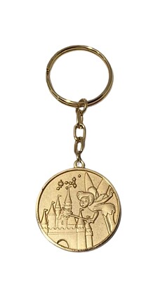 Vintage Disney world Keychain Tinkerbell Key Ring Chain Gold Tone Metal  Souvenir