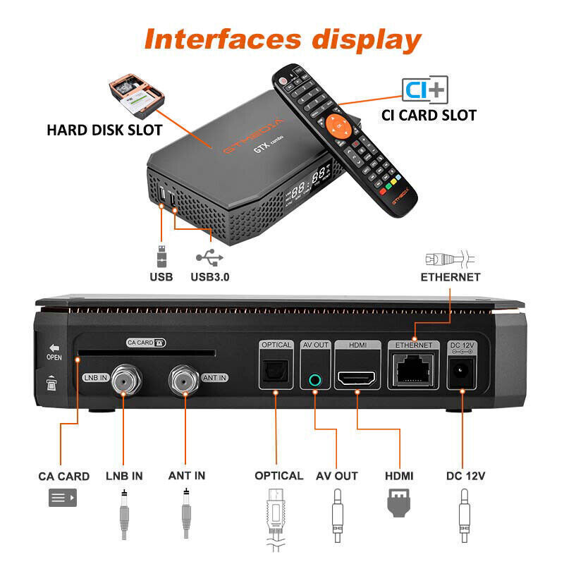 Ricevitore satellitare 8K DVB-S2X/T2/cavo satellitare Android Smart TV Box CI+ per Tivusat foto 3