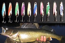 (10) 2 1/4"- 2 3/8" Smooth & Hex Nickel Trolling Spoons Lake Erie Walleye Candy 