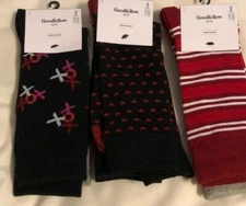 Goodfellow & Co. Men's CREW SOCKS Fits 7-12 3 Pairs Hearts Stripe xoxo Gift Lot