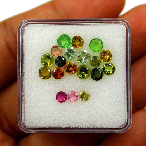 VVS 19 Pcs Natural Multi Tourmaline Top Quality 3.6mm-4.5mm Round Cut Gemstones - Picture 5 of 14