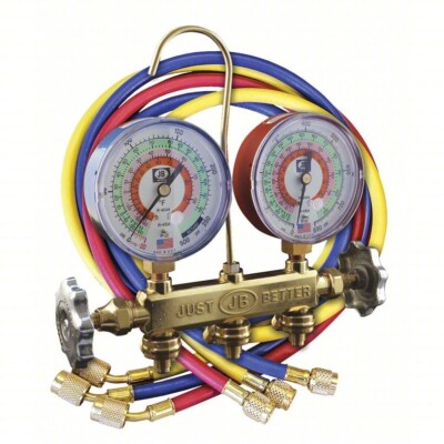 JB INDUSTRIES Charging Manifold: Charging Manifold, 2 Valves, 22/404/410, 22246