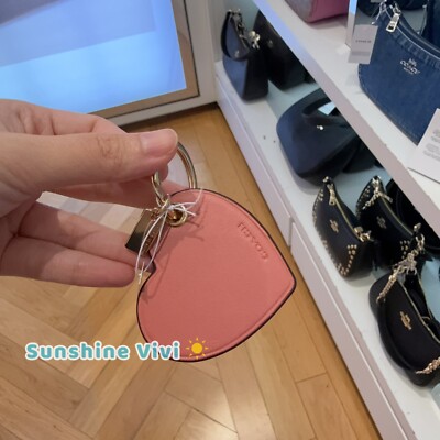 NWT Coach CF155 Heart Bag Charm in IM/TAFFY Pink Gold Hardware | eBay