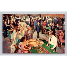 Postcard Gambling in Las Vegas Roulette Wheel 1950s Fashions Midcentury Modern