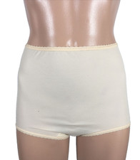 VTG 1980s MUSHROOM GUSSET GRANNY NYLON PANTIES LACE SHEER Beige 7 NEW