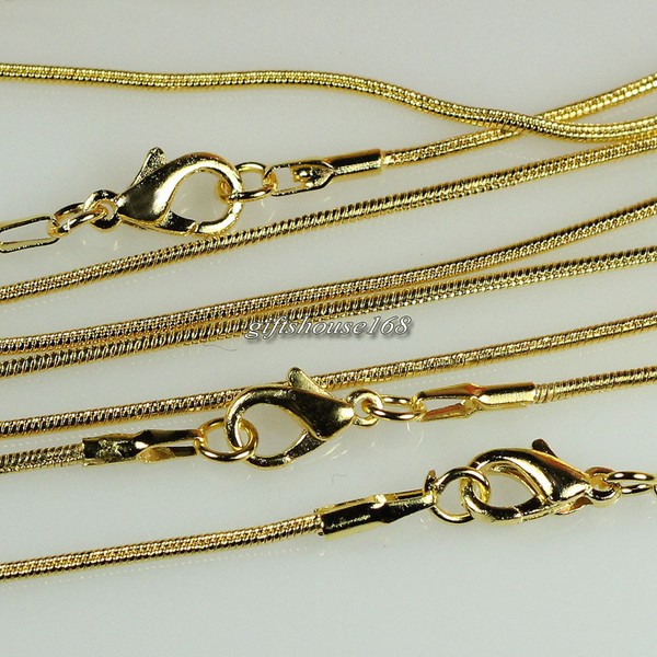 Alternate view of Wholesale! 20pcs 1.2mm Gold Plated Snake Chain Necklace 16",18",20",24"
