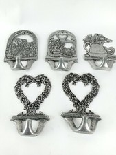 Set of 5 Vintage Metal Wall Hooks