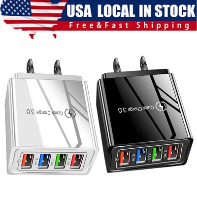 4 Port Fast Quick Charge QC 3.0 USB Hub Wall Home Charger Power Adapter Plug
